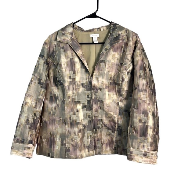 Chico’s Petra Jacquard Patchwork Blazer Size 2 - Picture 1 of 11